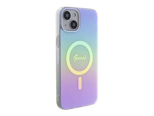 Guess IML iriserende MagSafe-deksel til iPhone 15 Plus - lilla