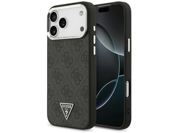 Guess 4G Triangle Logo MagSafe Case for iPhone 17 Pro Max / 18 Pro Max - Black &amp; Silver