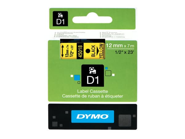 DYMO® D1 tape 12 mm, sort/gul