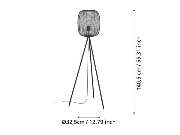 EGLO RINROE golvlampa E27 svart