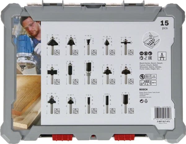 Bosch - Fresekutter - for bløtt tre, løvtre - 15 deler