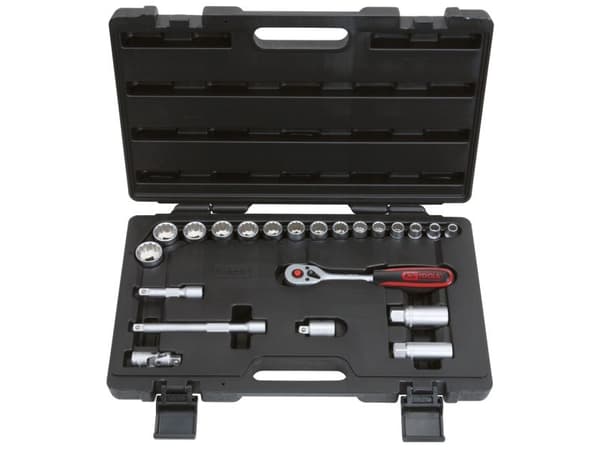 KS Tools 911.3995, Støpselsett, 3/8", 22 hoder, Kromvanadiumstål, 2 kg