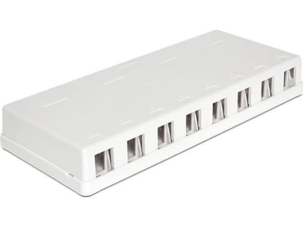 Delock Keystone Surface Mounted Box - Chassi med modulär insättning - vit - 8 portar