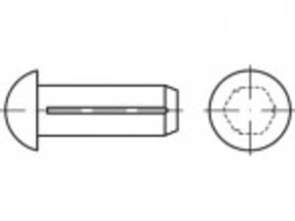 TOOLCRAFT halvrund rillet spiker 2 mm rustfritt stål A2, 100 stk