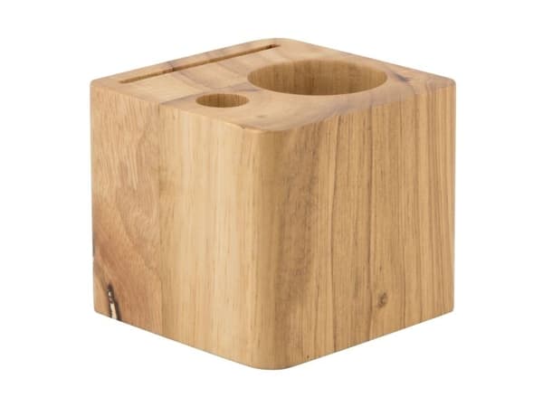 Securit® CUBE laskuille massiivipuusta teak-puuna