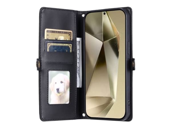 Samsung Galaxy A56 5G Leather Wallet Case with Stand Function and Straps - Black