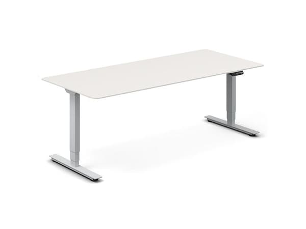 Höj-/sänkbord vit 2000x800 mm 2 ben/alu-grå