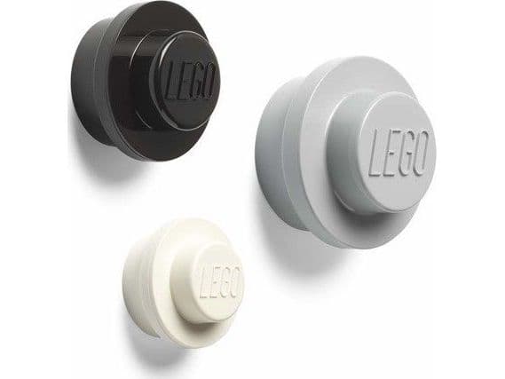 Lego seinäripustimet 3 kpl harmaa, musta, valkoinen