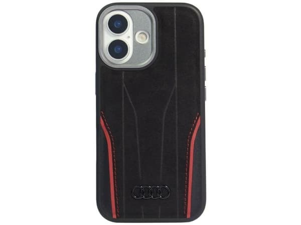 Audi R8 Genuine Leather MagSafe Case for iPhone 17 - Black and Red