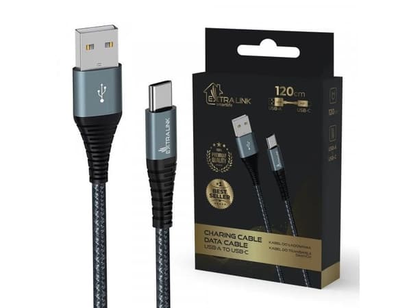ExtraLink USB-A til USB-C-kabel 1,2 m svart (CABESL08)
