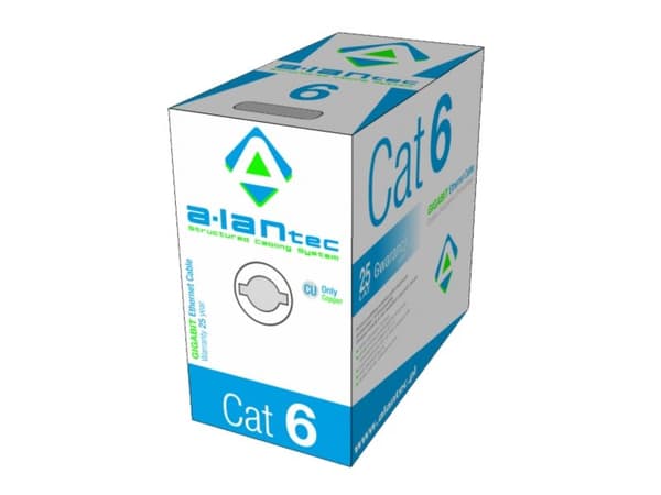 ALANTEC - Bulkkabel - 305 m - UTP - CAT 6 - halogenfri, fast - ljusgrå