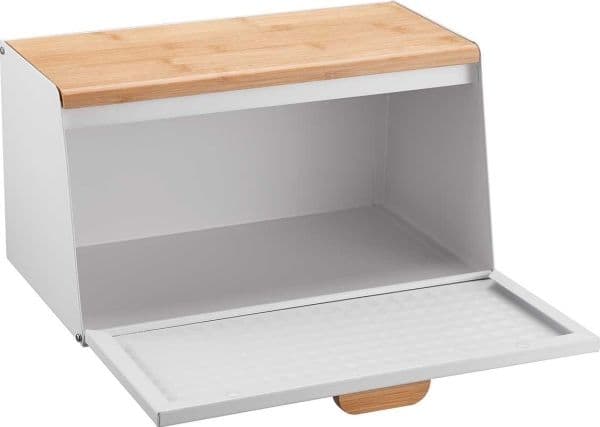 Brödbox i stål och bambu, vit Klausberg