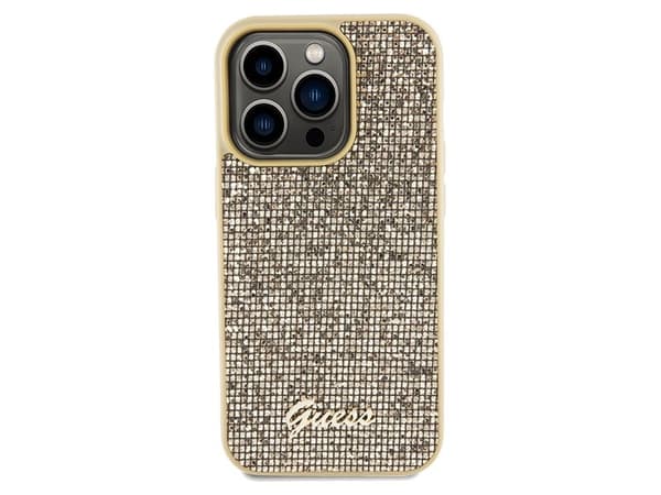 Guess Disco Metal Script fodral för iPhone 14 Pro - guld