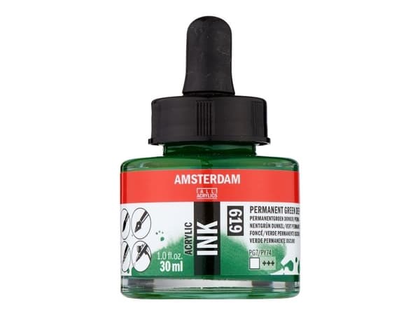 Amsterdam Acrylic Ink Bottle Permanent Green Deep 619