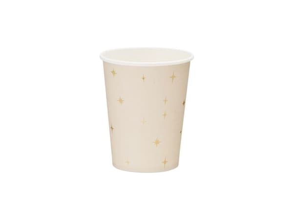 Beige papirkopper med stjerner, 6 stk