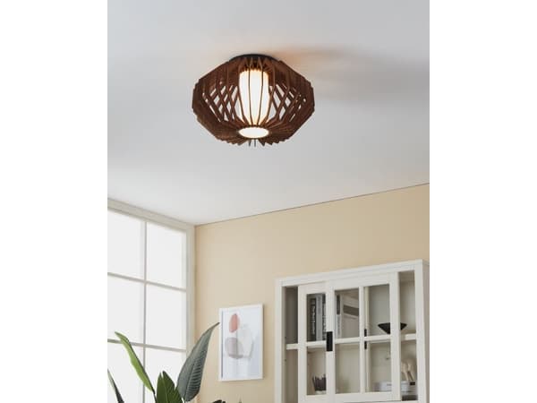 EGLO RUSTICARIA taklampe E27 sort/brun/hvit