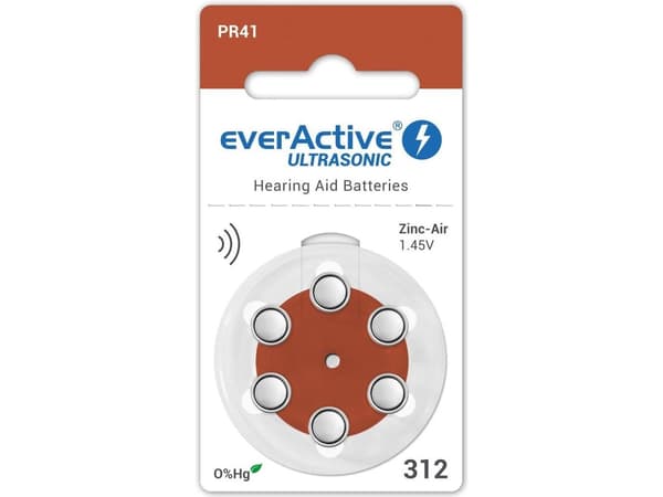 EverActive batteri till hörapparater PR41, 6 st