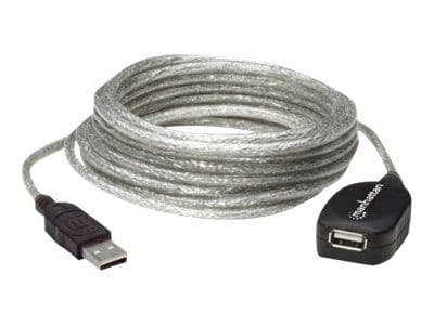 Manhattan 519779, 5 m, USB A, USB A, USB 2.0, Hankjønn/hunkjønn, Sølv