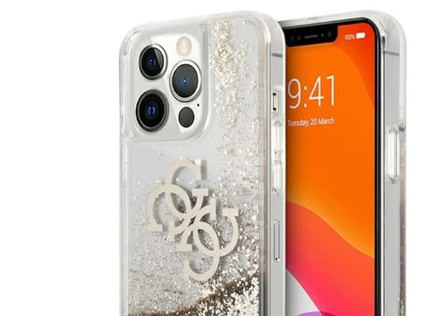 Guess 4G Big Liquid Glitter-deksel til iPhone 13 Pro Max 6,7" - gull