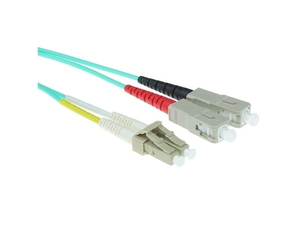 12 m LSZH multimode OM3 fiberpatchkabel duplex med LC- och SC-kontakter