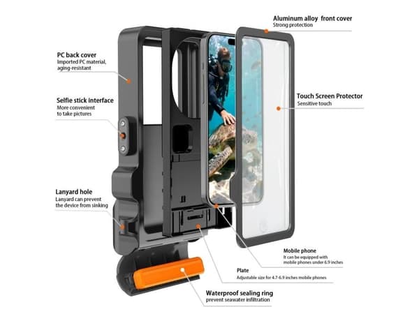 TECH-PROTECT IPX8 PRO UNIVERSAL DIVING WATERPROOF CASE GREY/BLACK