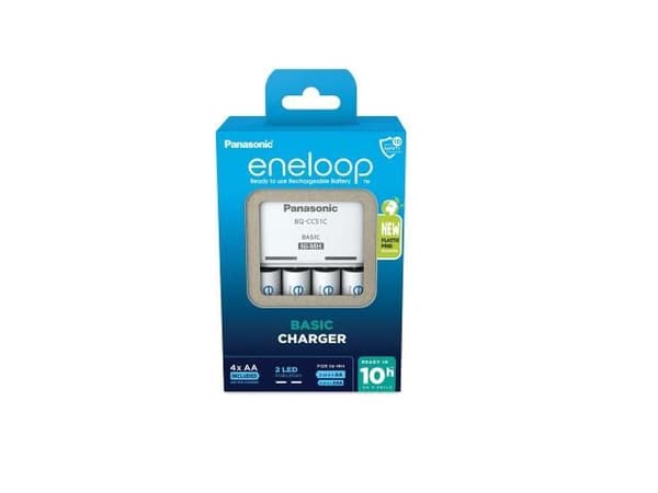 Panasonic Basic BQ-CC51 + 4x eneloop AA plug-in laturi NiMH R03 (AAA), R6 (AA)