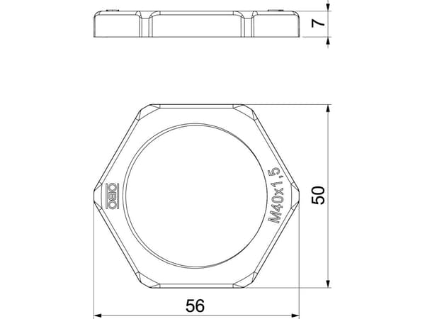 Obo Bettermann 2049112, Låsemutter, Polyamid, Svart, M40x1.5, 56 mm, 50 mm