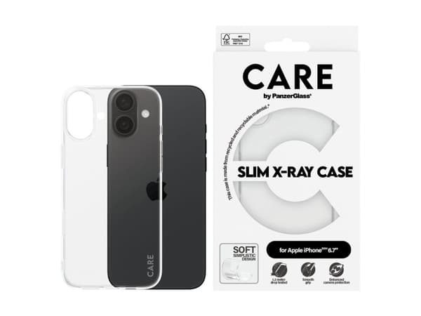 PanzerGlass CARE™ by ® X-Ray Case iPhone 16 Plus, Suojus, Apple, Apple - iPhone 16 Plus, Läpinäkyvä