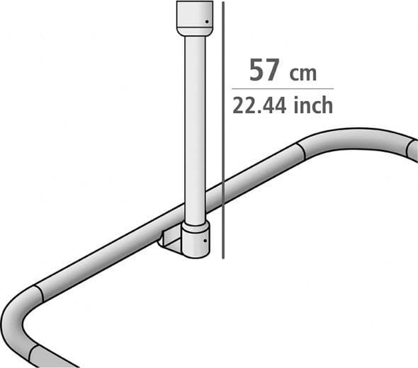 Hängstång för duschdraperi, diameter 2 cm, 57 cm, vit, WENKO