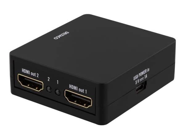 DELTACO HDMI-7050 - Video/lyd-splitter - 2 x HDMI - stasjonær