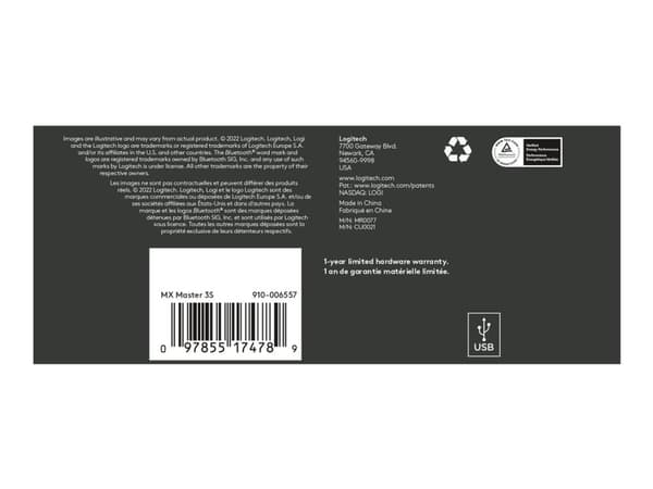 Logitech Master Series MX Master 3S - Mus - trådlös - Bluetooth (ingen dongel)
