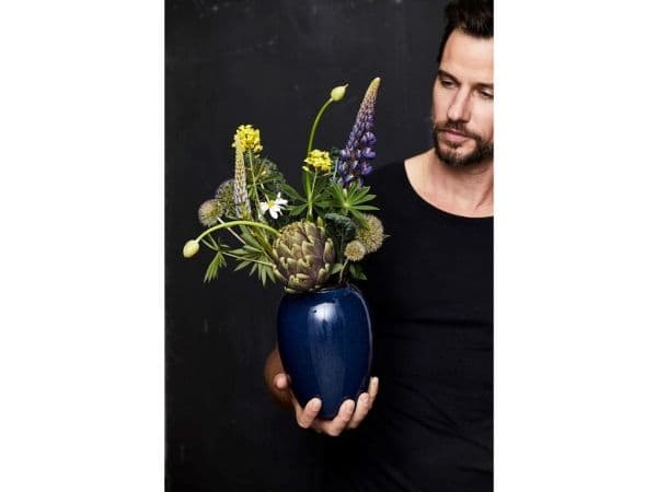 BITZ 872910, Oval-shaped vase, Stengods, Blå, Blank, 200 mm