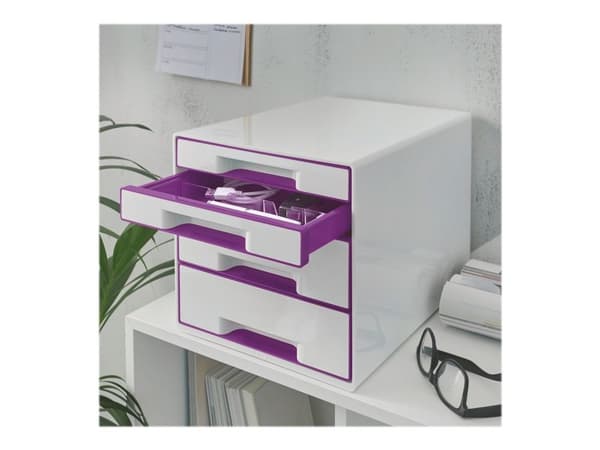 Desk Cube Leitz WOW 4-skuffer hvid/lilla