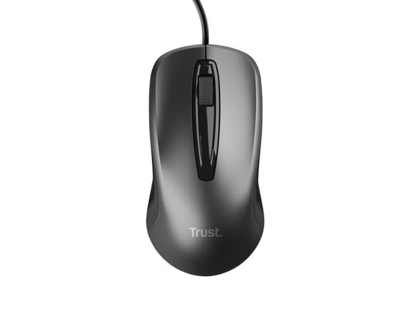 Trust 24657, Molempikätinen, Optinen, USB A-tyyppi, 1200 DPI, Musta