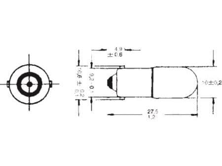 Glødelampe dværglampe BA9s 130V 10,6x27,5mm 20mA