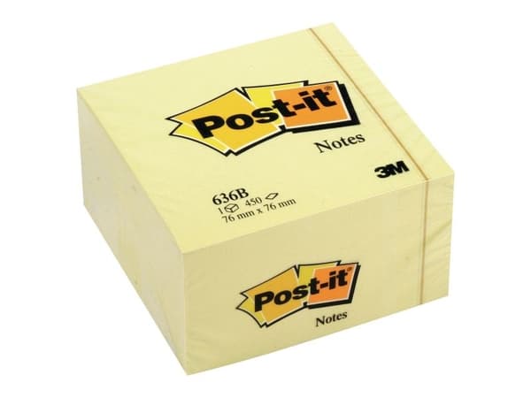 Kubblock Post-it 636B, 450 ark, BxL: 7,6 x 7,6 cm, kanariegul