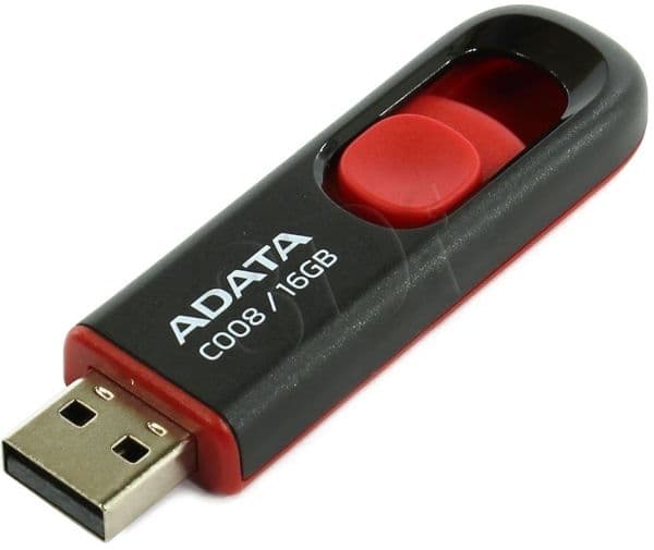 ADATA Classic Series C008 - USB-flashstasjon - 16 GB - USB 2.0 - svart, rød