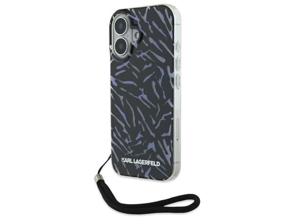 Karl Lagerfeld Zebra med snor iPhone 16 Plus-deksel - lilla