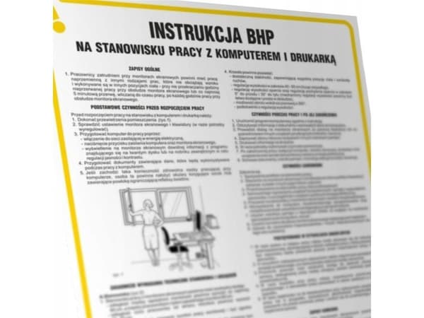 PROCERA TDC-skilt, instruksjon for arbeidsplass med datamaskin og skriver