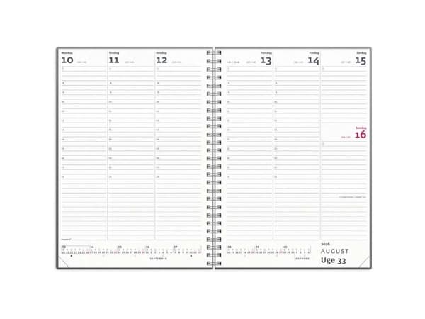 A5 ugekalender højformat mørkegrå PP-plast 2026