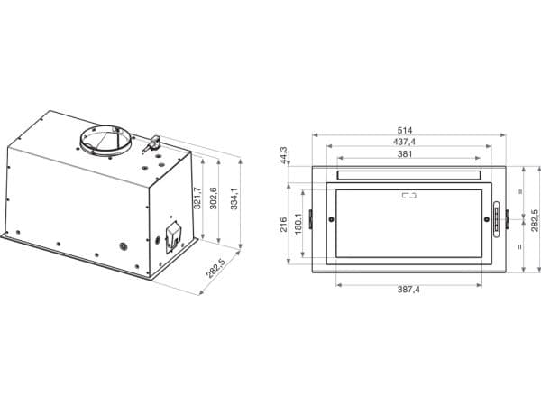 Whirlpool WCT3 64 FLB X, 395 m³/t, eksos/resirkulering, E, A, D, 61 dB