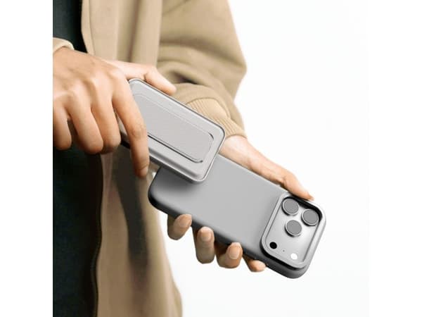 AMAZINGTHING Glamour kotelo iPhone 17 Pro Max jalustalla - harmaa