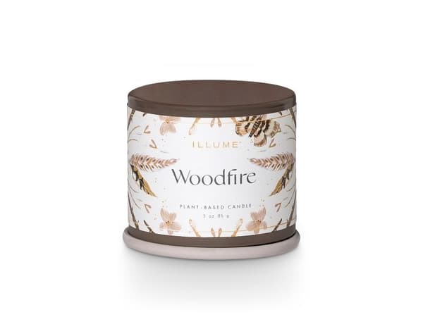 ILLUME Woodfire demi vanity tin duftlys, Brun