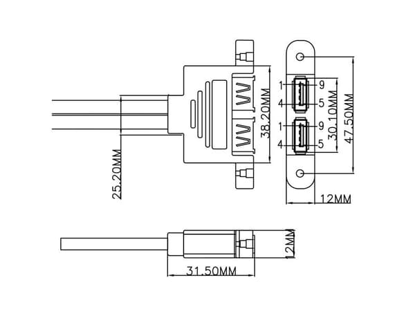 InLine USB 3.2 Gen.1 -kaapeli, 0,45 m
