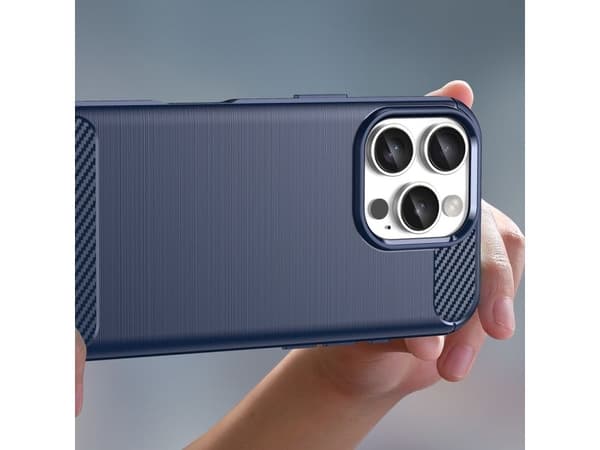 Hurtel karbon-deksel til iPhone 16 Pro Max silikondeksel - blå