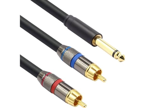 Mozos Jack 6.3mm - RCA (Cinch) x2 3m kaapeli musta (MCABLE-2JT2R)