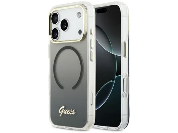 Guess IML Gradient Script Metal MagSafe-etui til iPhone 17 Pro Max - svart