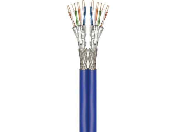 CAT 7A+ duplex nätverkskabel, S/FTP (PiMF), Blå