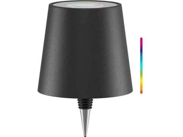 Trådløs LED-flaskelampe, RGBW, sort