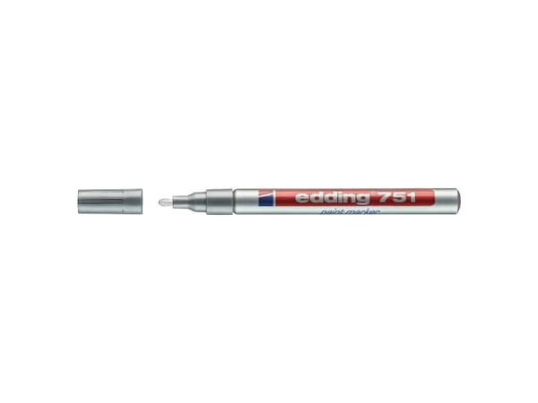 Färgmarkör Edding 751 1–2 mm silver, förpackning 10 st